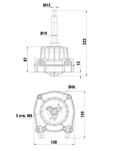 Редуктор рулевой привод MS-58 для ПЛМ до 55 л.с. (аналог G10, T67, SH8050, SC-18, MR7-ES, YK7-E) 9