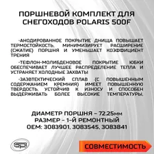 Поршень Polaris 500F (T-Moly, +0,25мм) 3