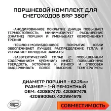 Поршень BRP 380F (T-Moly, +0,25 мм) 2