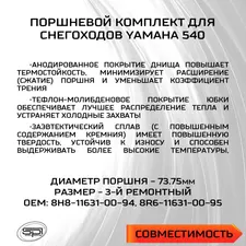 Поршень Yamaha 540 (T-Moly, +0,75мм) 2