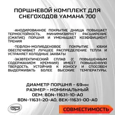 Поршень Yamaha 700 (T-Moly, номинал) 2