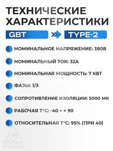 GBT-Type 2 Переходник для зарядки электромобиля 380V, 32A 3