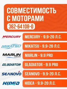 Гребной винт Skipper для Tohatsu 9.9-20HP, алюминиевый, диаметр 9 1/4", шаг 10" 2