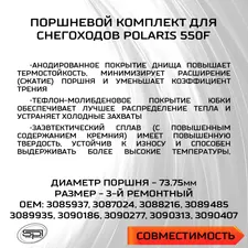Поршень Polaris 550F (T-Moly, +0,75мм) 2